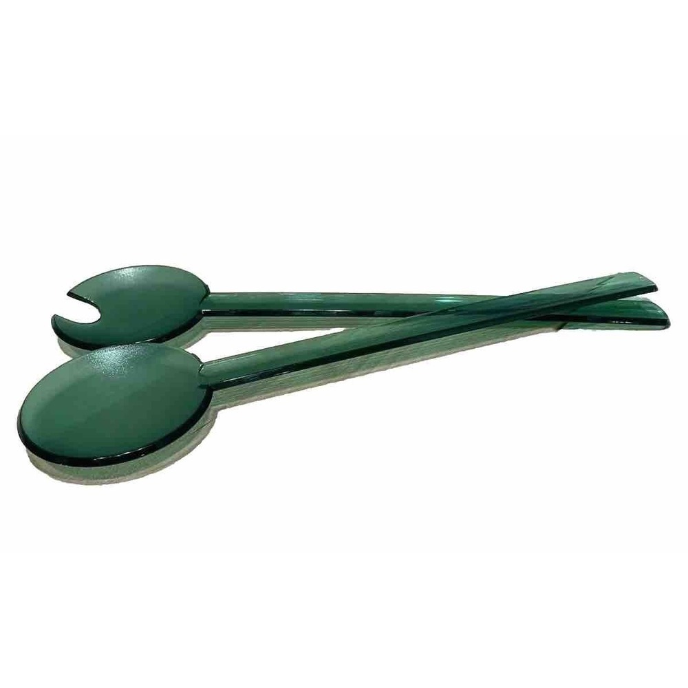 Vintage Tupperware Preludio Acrylic Serving Tongs Jewel Tone Green Set